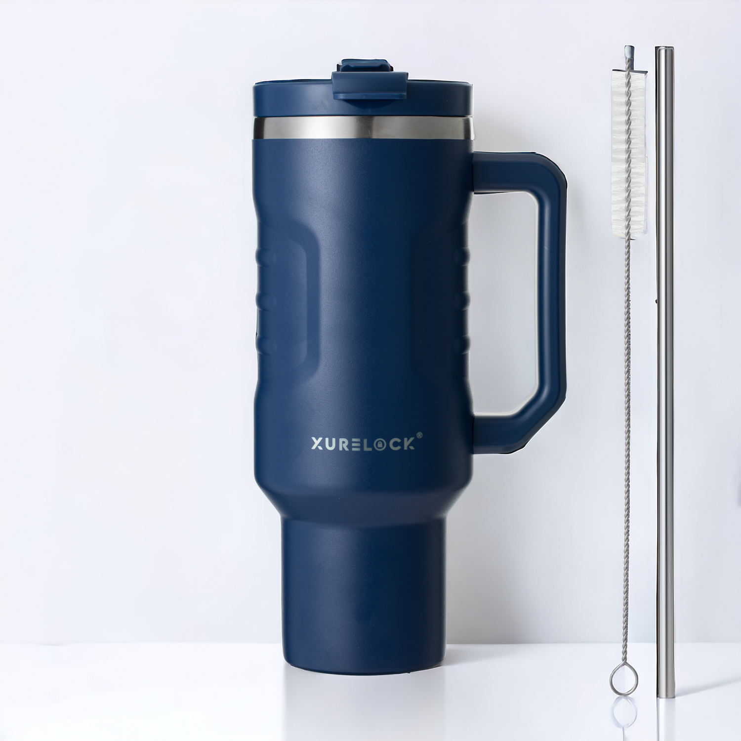 Xurelock Travel Mug 40oz - Insulated, Stainless Steel with Straw and Lid, Durable Handle, Perfect for Hot and Cold Beverages