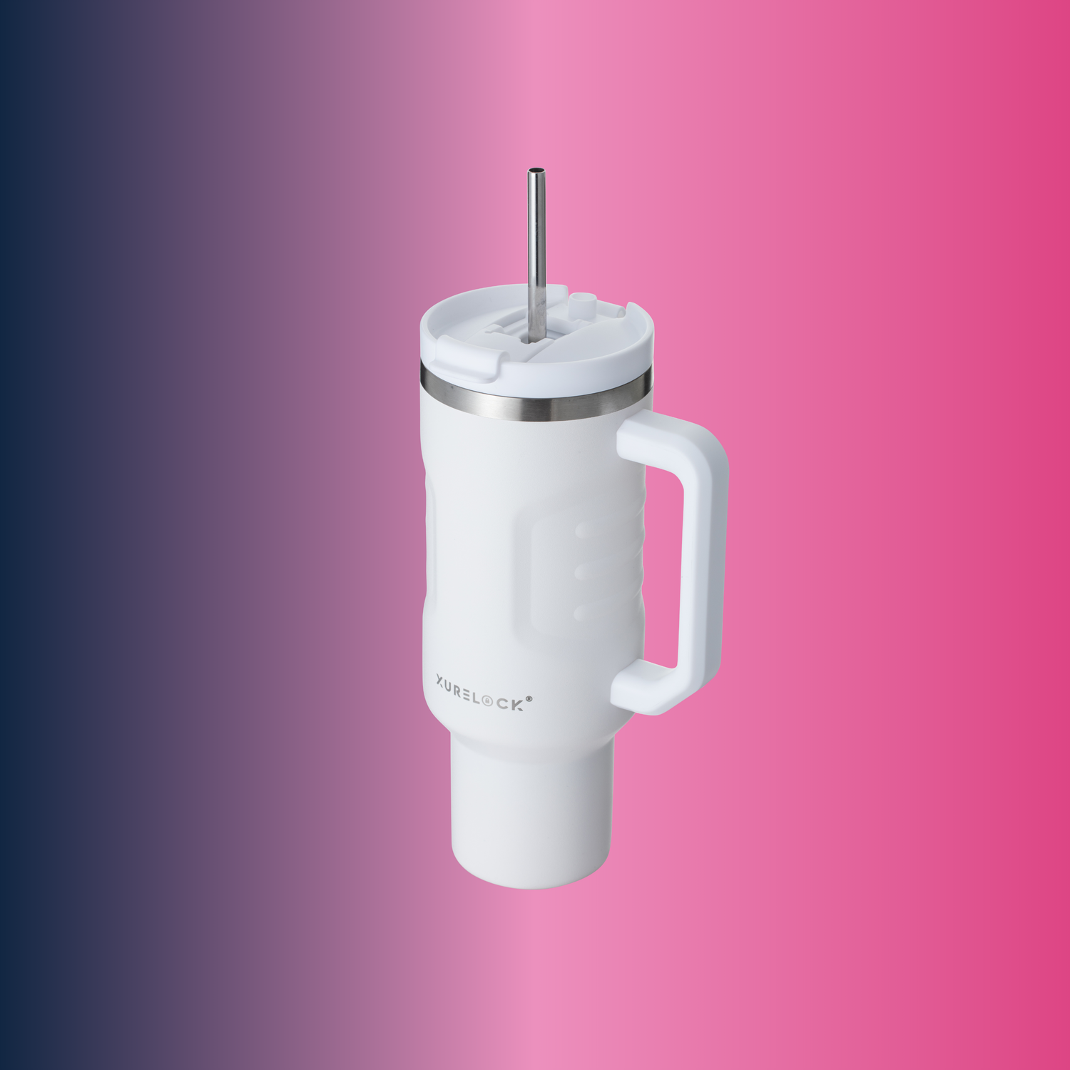 Xurelock Travel Mug 40oz - Insulated, Stainless Steel with Straw and Lid, Durable Handle, Perfect for Hot and Cold Beverages