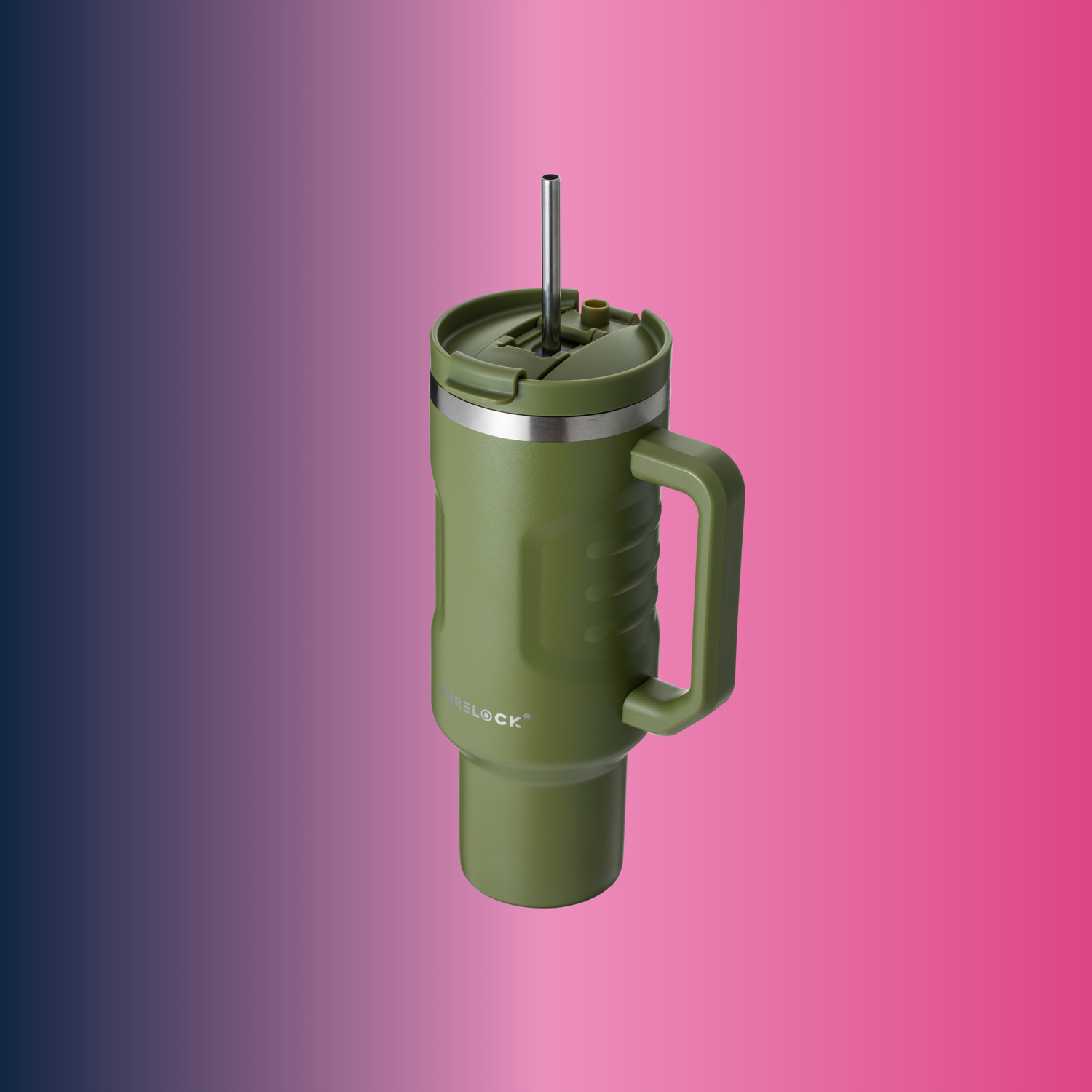 Xurelock Travel Mug 40oz - Insulated, Stainless Steel with Straw and Lid, Durable Handle, Perfect for Hot and Cold Beverages