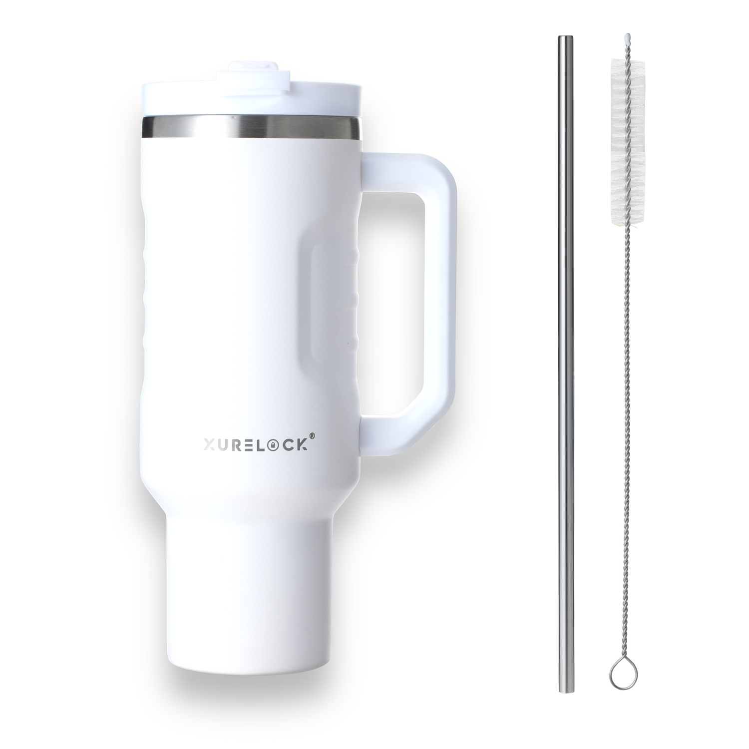 Xurelock Travel Mug 40oz - Insulated, Stainless Steel with Straw and Lid, Durable Handle, Perfect for Hot and Cold Beverages