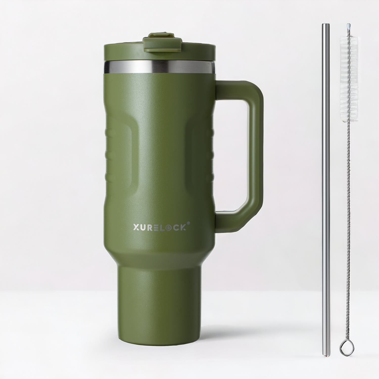 Xurelock Travel Mug 40oz - Insulated, Stainless Steel with Straw and Lid, Durable Handle, Perfect for Hot and Cold Beverages